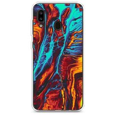 Силиконовый чехол "Желто-голубой флюид" на Samsung Galaxy A20 / Самсунг Галакси А20 Case Place
