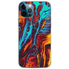 Силиконовый чехол "Желто-голубой флюид" на Apple iPhone 12 Pro / Айфон 12 Про Case Place