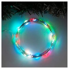 Гирлянда "Нить" 5 м роса, IP20, серебристая нить, 50 LED, свечение RGB, переливы, 3 х AA Luazon Lighting