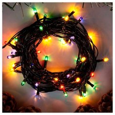 Гирлянда "Нить" 5 м , IP20, тёмная нить, 50 ламп, свечение мульти, 8 режимов, 220 В Luazon Lighting