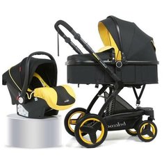 Детская коляска 3 в 1 Belecoo X6 Yellow (Жёлтая) c 0-3 лет с автокреслом