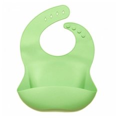 Baby Nice Нагрудник силиконовый с кармашком G101, зеленый