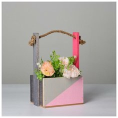 Дарим Красиво Кашпо деревянное, 15?12?8.5(25) см "Пауль и Любовь. Диалог, Стиль", двухцветное