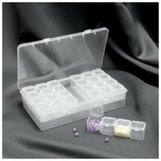 Арт Узор Контейнер для рукоделия, 7 рядов по 4 ячейки, 24,5 ? 13,5 ? 5,5 см, цвет прозрачный