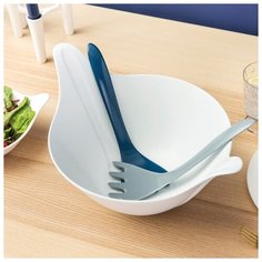 Салатница с приборами "Leaf 2.0", бело-синяя, 4 л Koziol