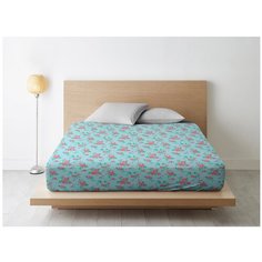 Простыня на резинке Ночь Нежна Лили Мар, бязь, 200 х 200 см, голубой