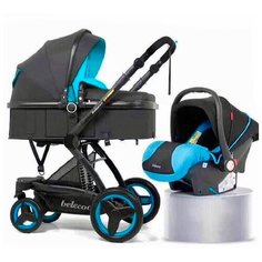 Детская коляска 3 в 1 Belecoo X6 Blue (Синяя) c 0-3 лет с автокреслом