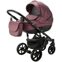 Коляска универсальная Bebe-Mobile Fabiola Deluxe 3 в 1, BF-SM8 - сливовый металлик кожа, черная рама