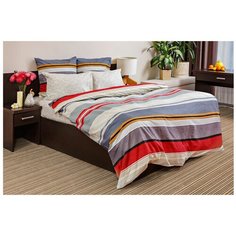 Постельное белье семейное Ночь Нежна Стиль, поплин, 2 наволочки 70 х 70 см, серый/красный