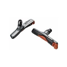 Колодки тормозные на велосипед Baradine abs-01vc для v-brake, картриджные, резьбовые, 72мм, чёрно-оранж. картридж в сером корпусе, защита от залипания, в уп.