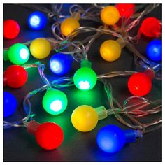 Гирлянда "Нить" 5 м с насадками "Шарики цветные", IP20, прозрачная нить, 30 LED, свечение мульти, 8 режимов, 220 В Luazon Lighting