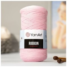 Пряжа "Ribbon" 40% полиэстер, 60% хлопок 125м/250гр (762 св. розовый) 1моток 4594276 Yarn Art