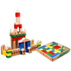 Деревянный конструктор Престиж игрушка в открытой деревянной коробке, 90 деталей (2491КЦ)