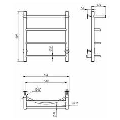 Глория с полкой полотенцесушитель электрический 500х600 мм /5п/ Termosmart