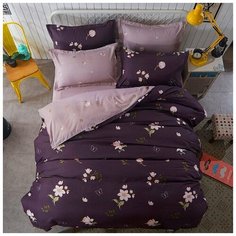 Комплект постельного белья Grazia Textile Gardenia, Евро, смесовая ткань, 2 наволочки 70х70, фиолетовый, темно-розовый, цветочный, флора
