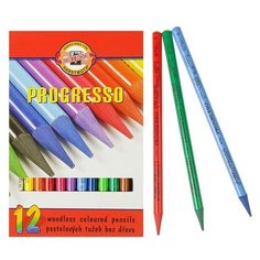 Koh-I-Noor Карандаши художественные 12 цветов, Koh-I-Noor PROGRESSO 8756, цветные, цельнографитные, в картонной коробке
