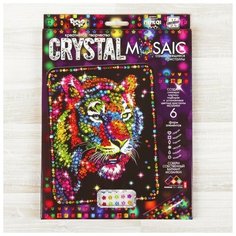 Danko Toys Набор для создания мозаики «Тигр» CRYSTAL MOSAIC, на тёмном фоне