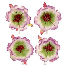 ScrapBerrys Декор для творчества, магнолии сиреневые с зелёным, набор (4 шт