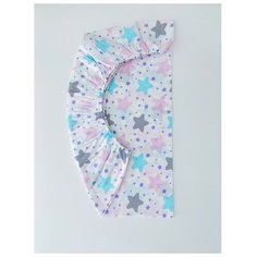 СОНиКА Простынь на резинке Звездочки 120х60 см розовый/ментоловый