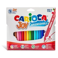 CARIOCA Фломастеры 18 цветов Carioca "Joy" 2.6 мм, смываемые, картон, европодвес
