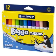 Centropen Фломастеры 12 цветов, Centropen BIGGA MARKERS 7650, линия 1 мм, картонная упаковка с европодвесом