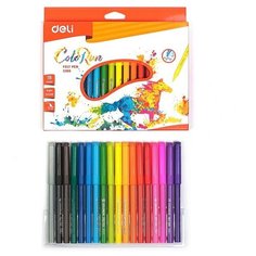 Deli Фломастеры 18 цветов Deli ColoRun, круглый пишущий наконечник, смываемые, европодвес