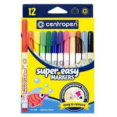 Centropen Фломастеры 12 цветов, Centropen 2580/12 SUPER EASY, линия 1-3 мм, картонная упаковка, европодвес