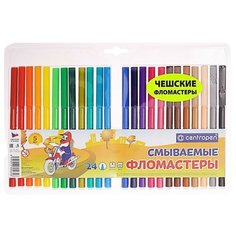 Centropen Фломастеры 24 цвета, Centropen Washable 7790/24, смываемые, линия 1.0 мм, в блистере