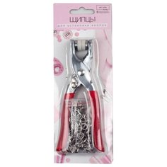 Арт Узор Щипцы для установки кнопок с прорезиненными ручками с кнопками 15*6,5 3751949 красный/серебристый