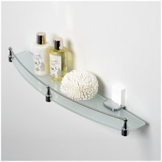 Полка для ванной стеклянная с бортиком WasserKRAFT Leine K-5044WHITE