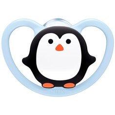 Пустышка силиконовая ортодонтическая NUK Space 0-6 м, пингвин