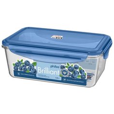 Phibo Контейнер Brilliant прямоугольный, 13.5x22.5 см, синий/прозрачный