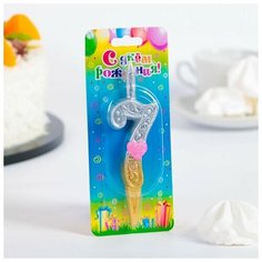 Омский свечной завод Свеча для торта цифра "Сердечки" золотая "7"