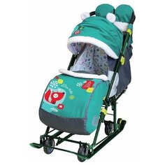 Санки-коляска Nika Ника-детям 7-6 НД7-6, с лисичкой изумрудный