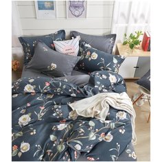 Постельное белье Розовые сны, евро с простыней на резинке 180*200, сатин, с навлочками , СК-038-евро-70-180