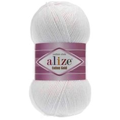 Пряжа Alize Cotton Gold, 55 % хлопок, 45 % акрил, 100 г, 330 м, 55 белый