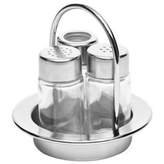 Набор для специй соль, перец, стак. для зубоч., 13 см., серебряный, металл, BF-3206, Prohotel