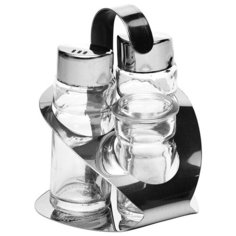 Набор для специй соль, перец, стак. для зубоч., серебряный, металл, BF-3202, Prohotel