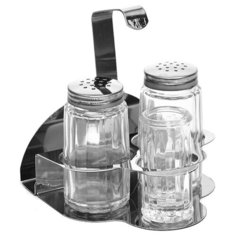 Набор соль/перец+ст. для зубоч. +салфет., 0,05 л., серебряный, металл, BF-4206, Prohotel