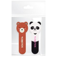 Набор для натуральных и искусственных ногтей Solomeya: пилка "Медвежонок", 180/220 грит, полировщик "Маленькая Панда", 400/3000 грит