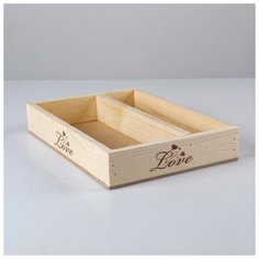 Дарим Красиво Кашпо деревянное, 27.5?20?4.5 см "Love", 2 отдела, гравировка