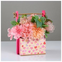 Дарим Красиво Кашпо деревянное, 15?12?8.5(25) см "Пауль и Любовь. Молодые сердца", с принтом