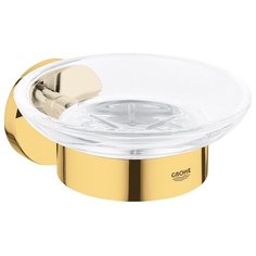 GROHE Essentials 40444GL1 Стеклянная мыльница в комплекте с настенным держателем (золото)