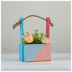 Дарим Красиво Кашпо деревянное, 15?12?8.5(25) см "Пауль и Любовь. Диалог, Красота", двухцветное