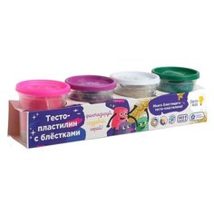 Genio kids Набор для детской лепки «Тесто- пластилин» с блёстками, 4 цв.