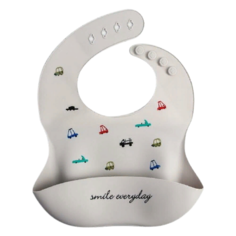 Mum&Baby Силиконовый нагрудник, машинки/серый