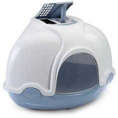 IMAC Туалет для кошек угловой с фильтом и совком (50х50х45см), Imac Ginge, синий