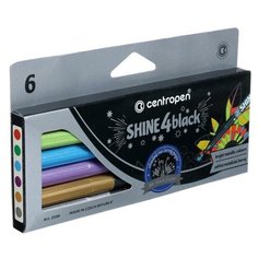 Centropen Фломастеры 6 цветов, Centropen Metallic 2590/01 SHINE, 1.0 мм, для черной бумаги, картонная упаковка