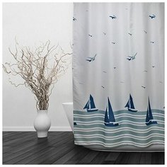 Штора для ванной Dasch "Парус", цвет: белый, голубой, 180 х 180 см