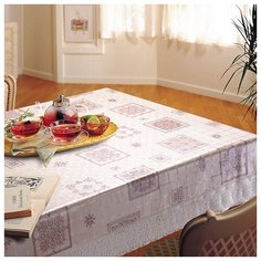 Готовая скатерть "Meiwa" FPLUS-296 AZ WH/RED круг 152 см, бел./красн.